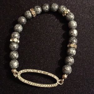 Beaded bracelet with CZ oval detail